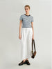 Cotton Blend Striped Cropped Tee