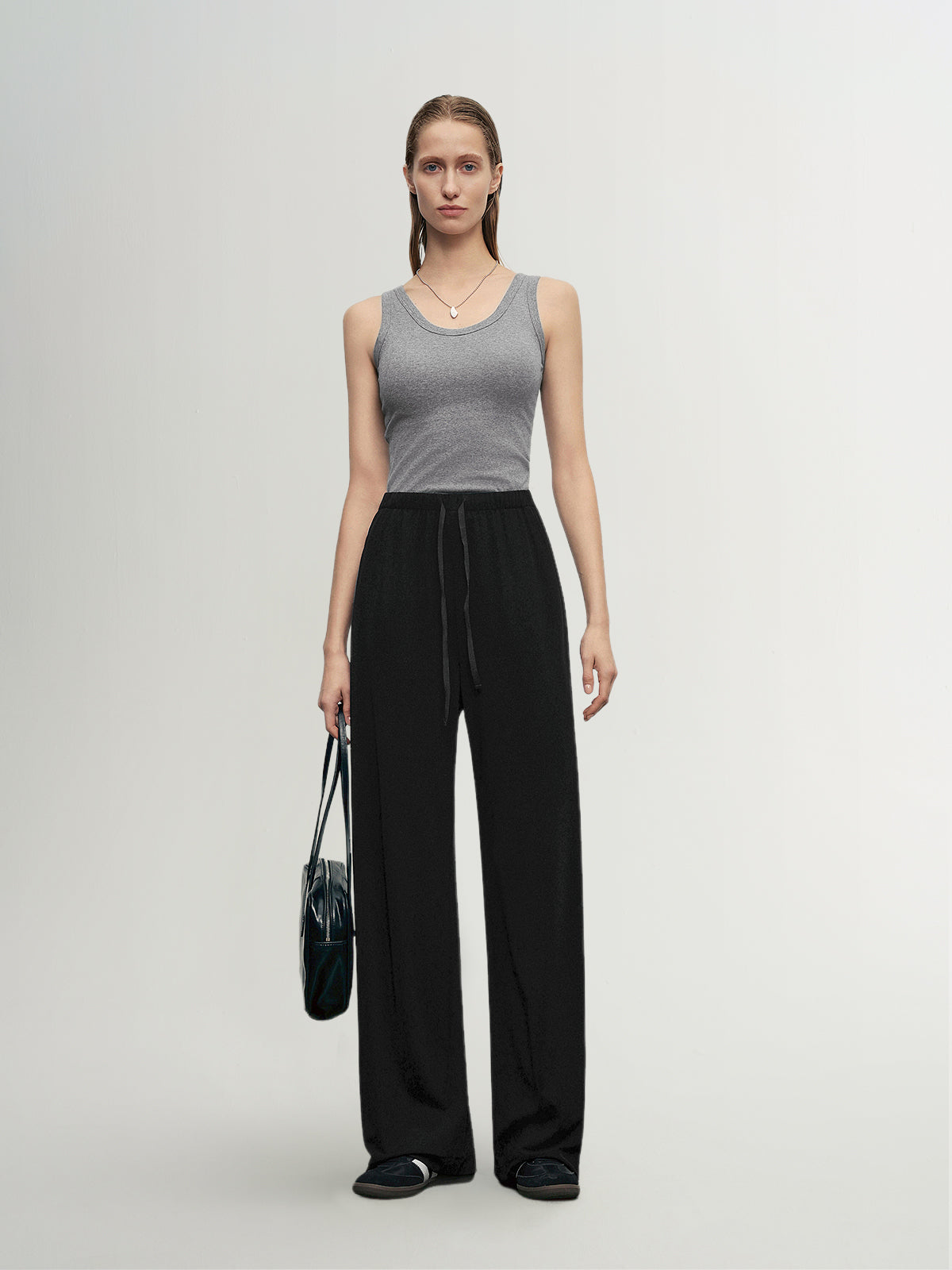 Cotton U-Neck Fitted Tank ¨C Gray