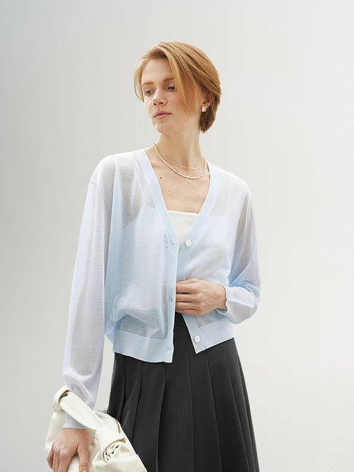 Load image 1 in gallery view. V Neck Knit Cardigan