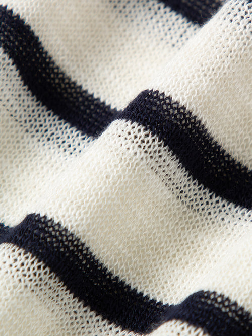 Load image 1 in gallery view. Striped Short-Sleeve Casual Knit Top