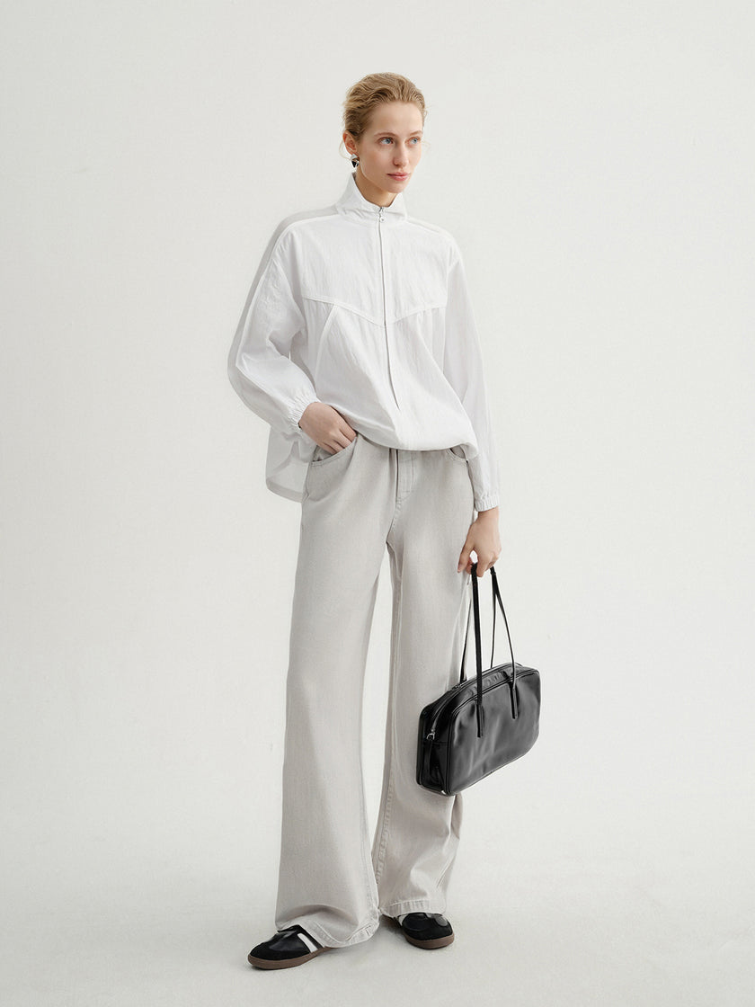 White Sheer Stand-Collar Jacket