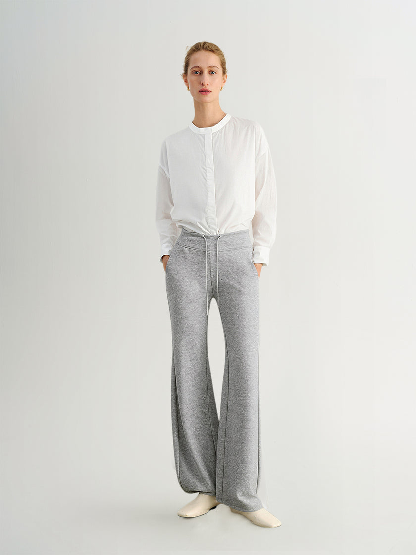 Draped Cotton-Blend Trousers