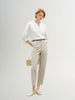 Women's Original White  Stripe Special Neck Quarter Sleeves Shirt 5F5121631