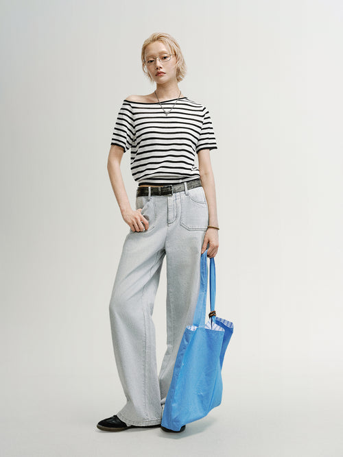 Load image 1 in gallery view. Cotton Straight-Leg Jeans