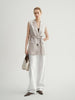 Linen-Blend Sleeveless Belted Vest