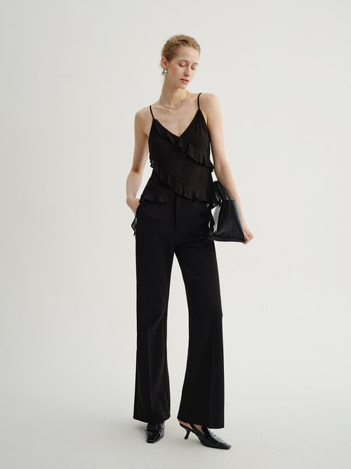 Load image 1 in gallery view. Twill Ruffled V-Neck Cami