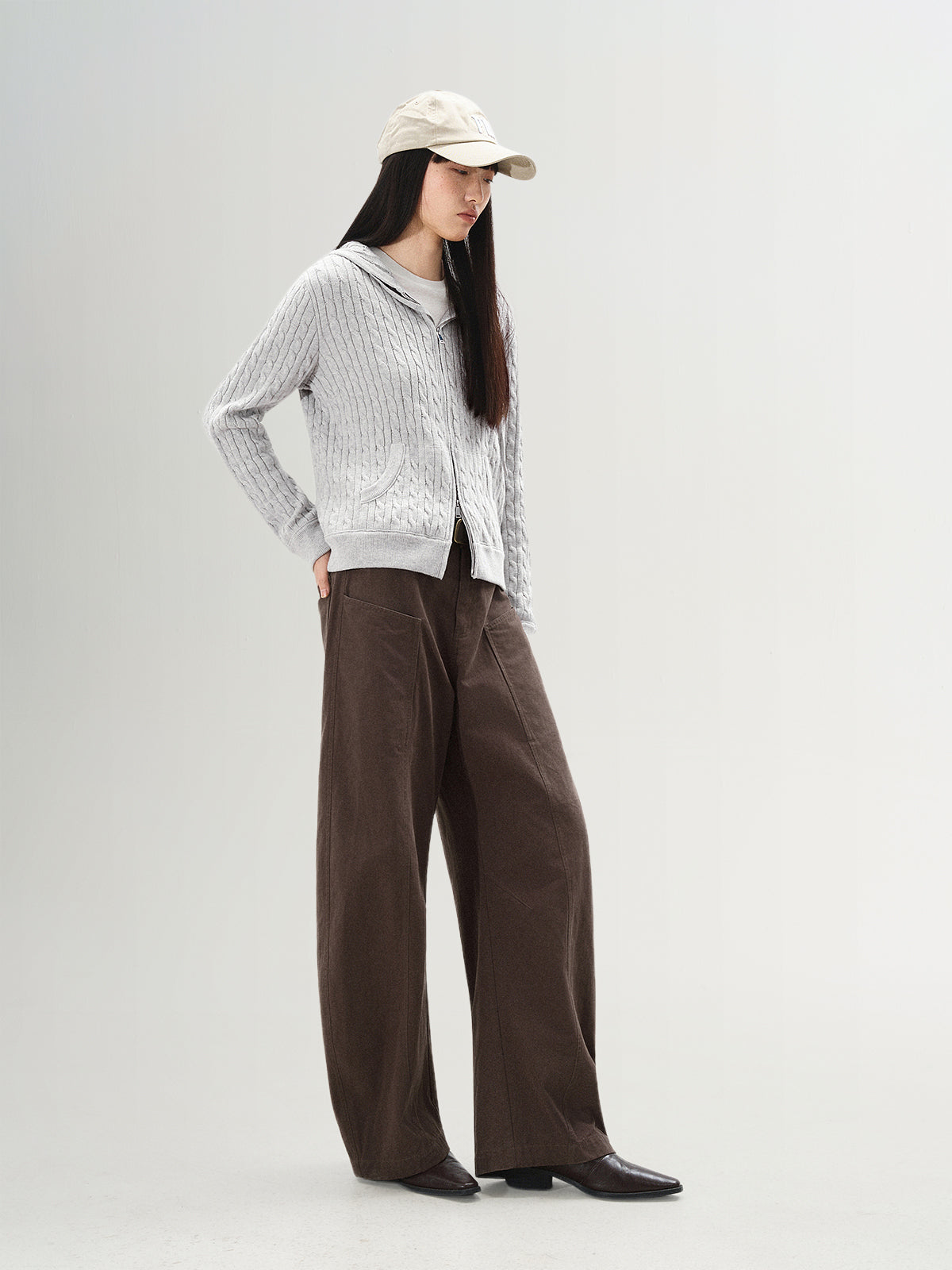 Cotton Barrel-Leg Pants
