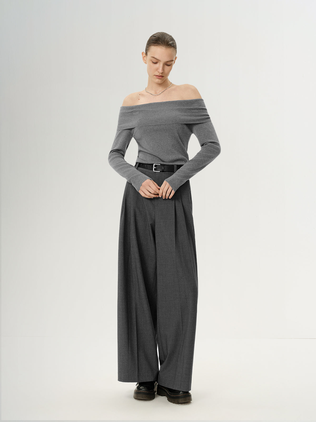 One-Shoulder Cooling Acetate Knit Top