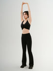 Women's Black V Neck Yoga Knit Vest Top 5F8122791U