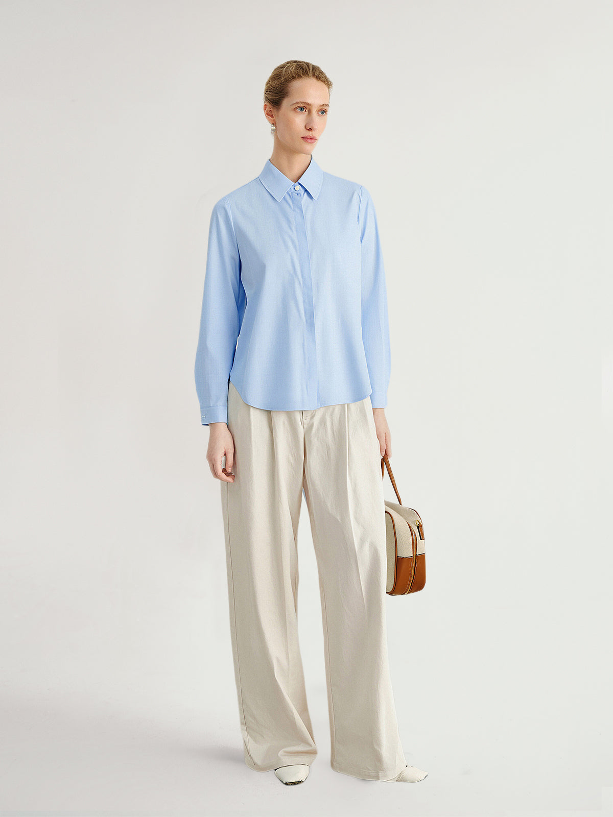 White Lyocell Front-Pleat Trousers  Pants