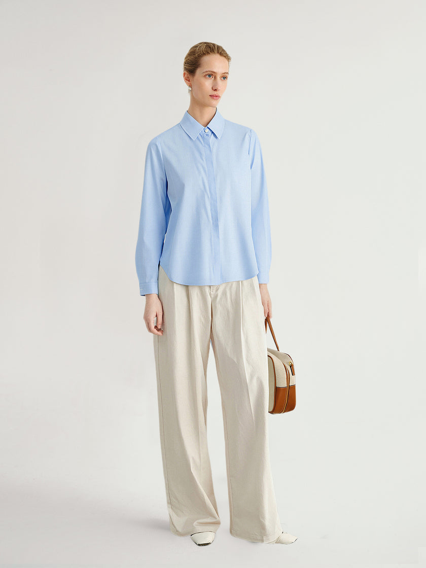 White Lyocell Front-Pleat Trousers  Pants