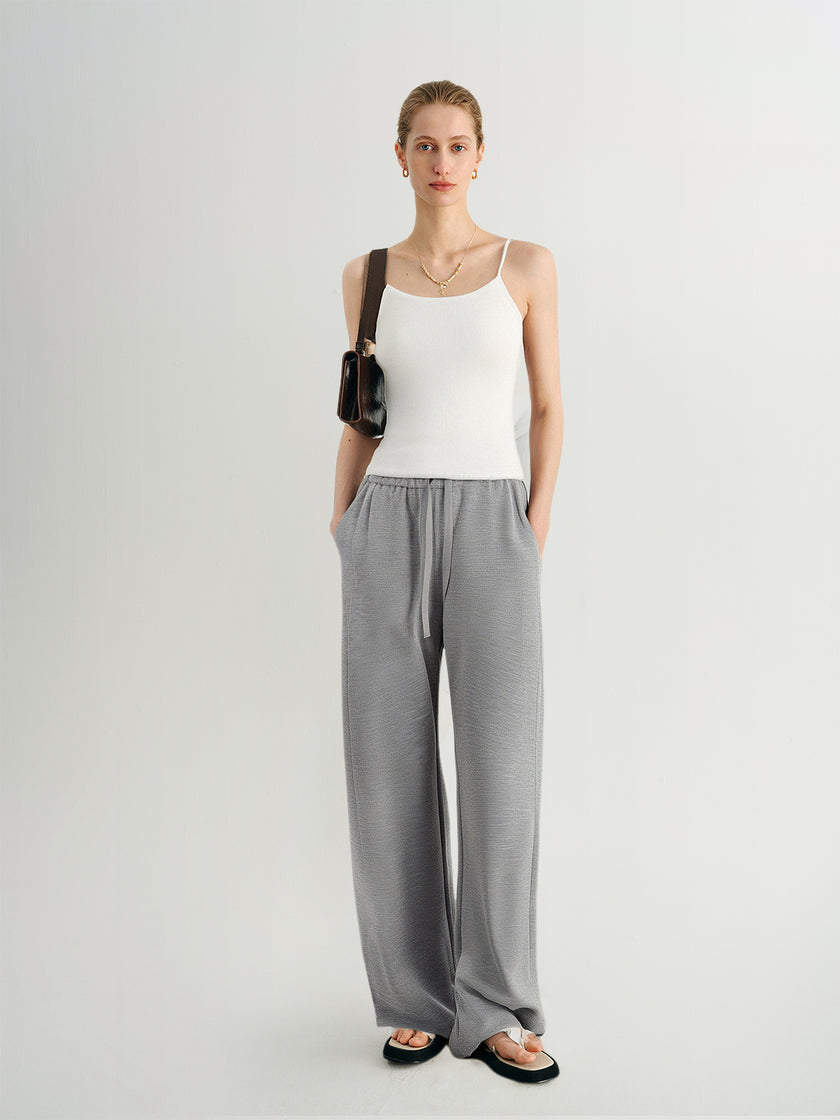 Gray Pull-On Straight Pants  Pants