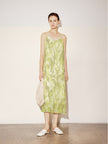 V Neck Straight Fit Floral Slip Dress