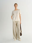 Silk Jacquard Satin Short-Sleeve  Top