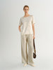 Silk Jacquard Satin Short-Sleeve  Top