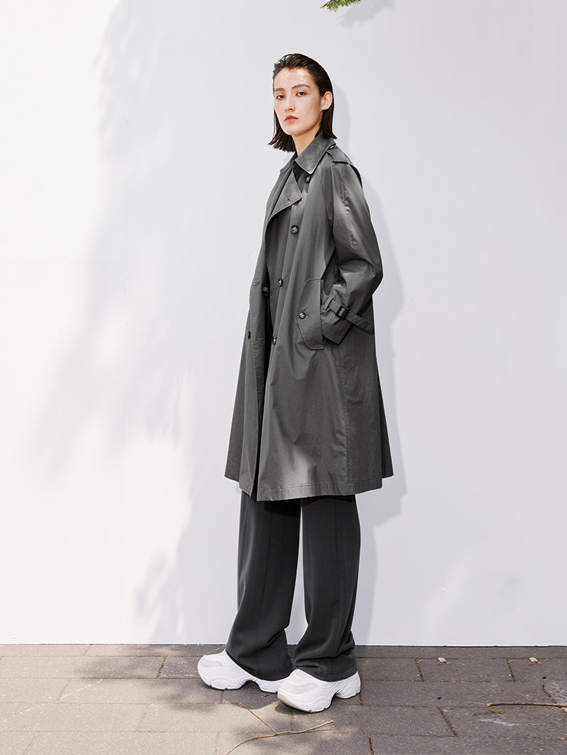 Cotton Double Breasted Trench Coat