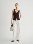 Linen-Blend Slight Barrel Pants
