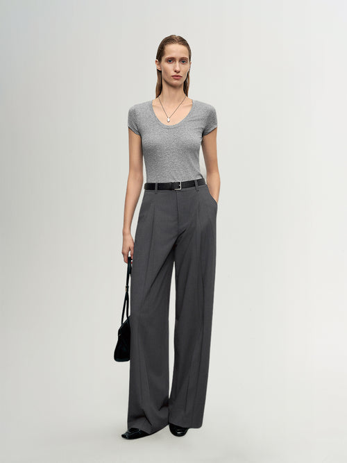 Load image 1 in gallery view. Straight-Leg Wide Pants