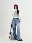 Wide-Leg Denim Trousers