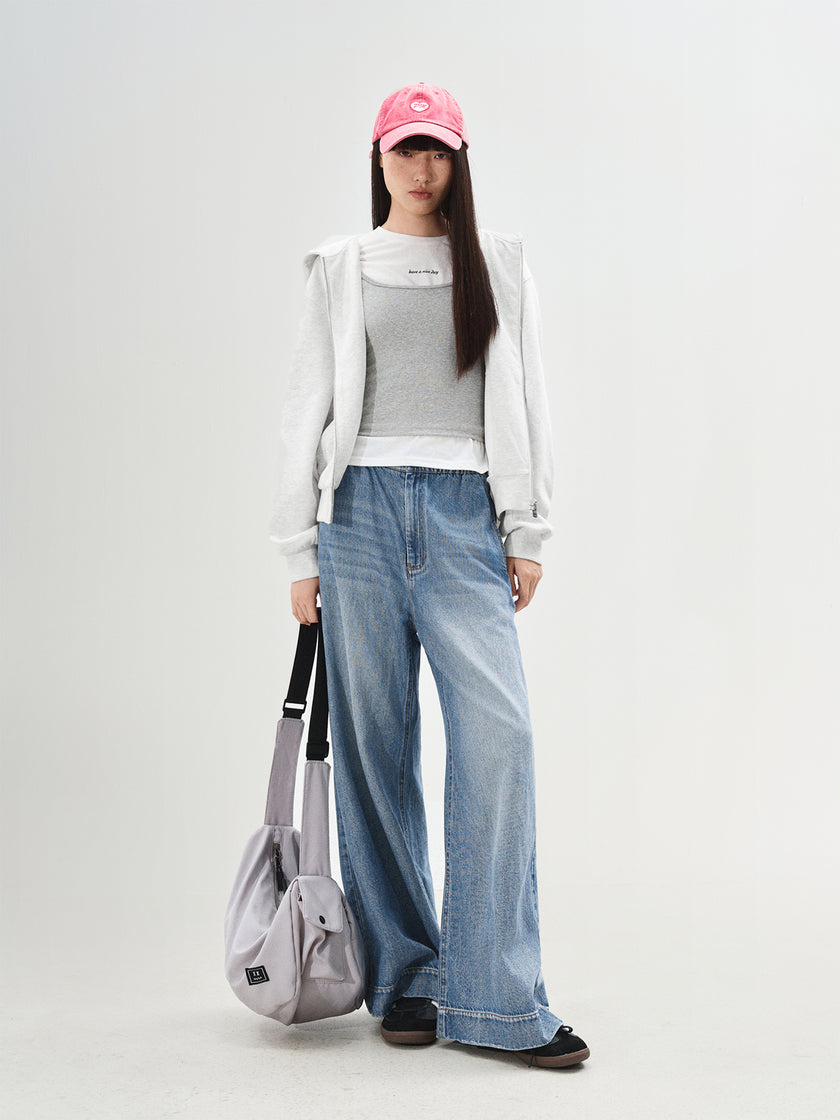 Wide-Leg Denim Trousers