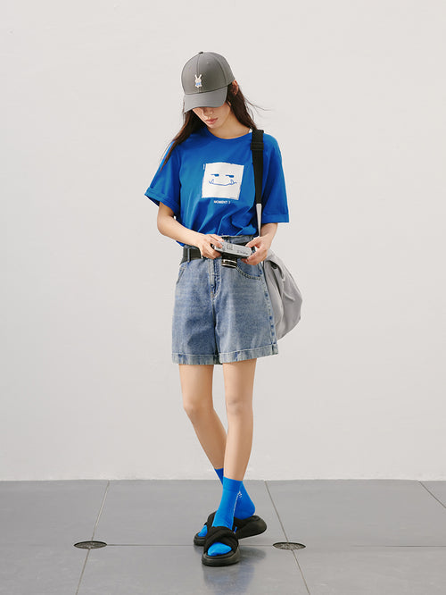 Load image 1 in gallery view. 100% Cotton Denim Shorts