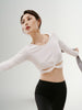 Women's White Round Neck Slim Fit Yoga Knitwear Top 5F8101083U