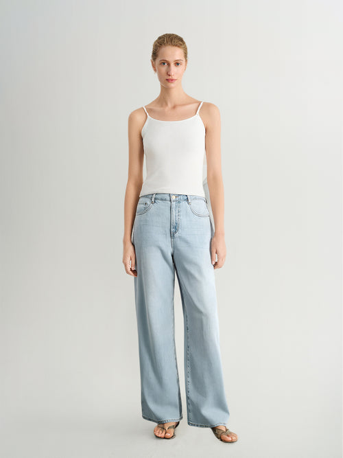 Load image 1 in gallery view. Blue Wide-Leg Jeans Pants
