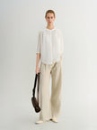 Cotton V-Neck 3/4 Sleeve Blouse