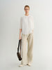 Cotton V-Neck 3/4 Sleeve Blouse