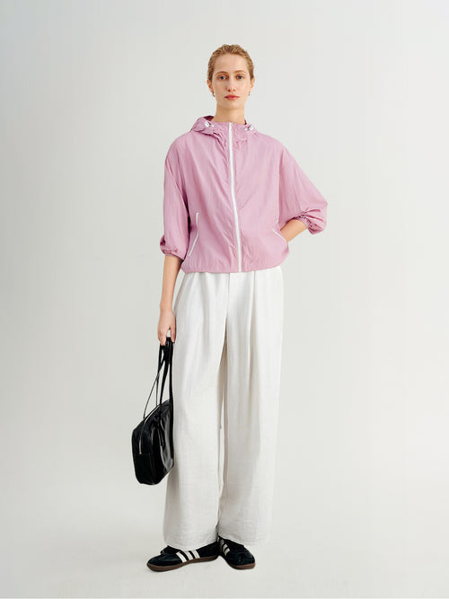 Load image 1 in gallery view. Pink Hooded UV Protection Jacket