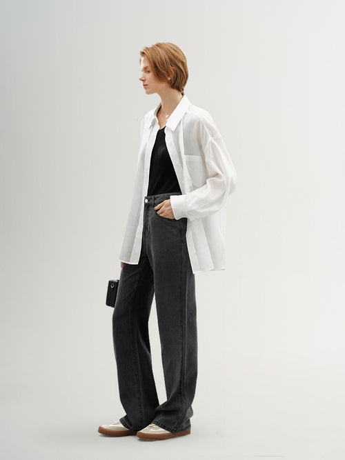 Load image 1 in gallery view. Straight Fit Lyocell Jeans