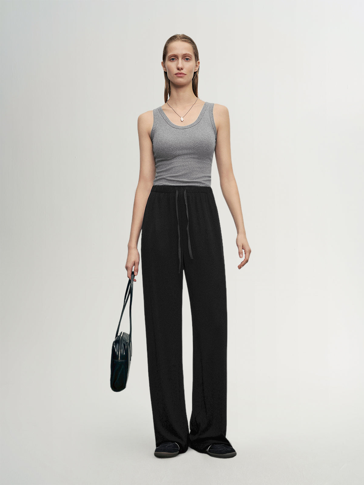 Acetate-Smooth Straight-Leg Pants