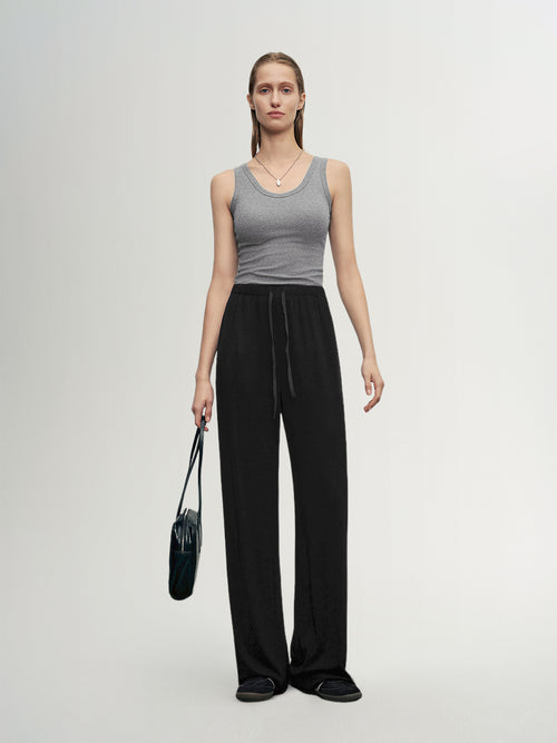 Load image 1 in gallery view. Acetate-Smooth Straight-Leg Pants