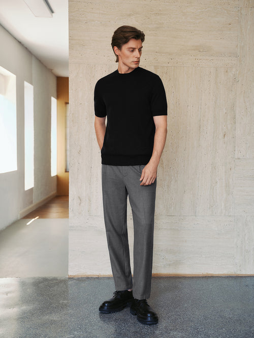 Load image 1 in gallery view. Men's Pure Wool Crewneck Tee Black