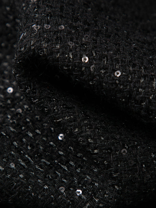 Load image 1 in gallery view. Wool-Sequin Blend Lace-Trim Cardigan