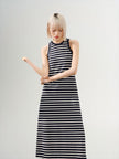 Women's Navy Blue Stripe Sleeveless Dress 4F4190811