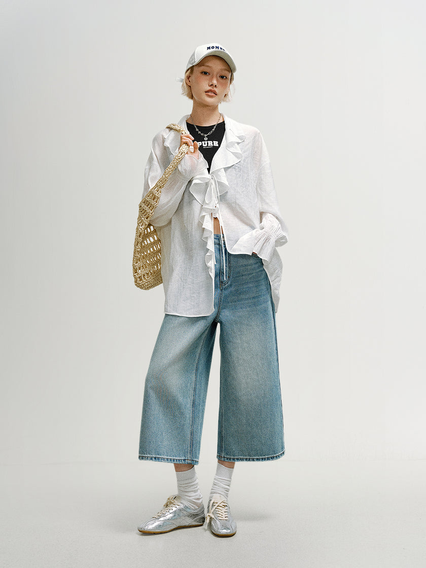 Lace-Collar Shirt Top