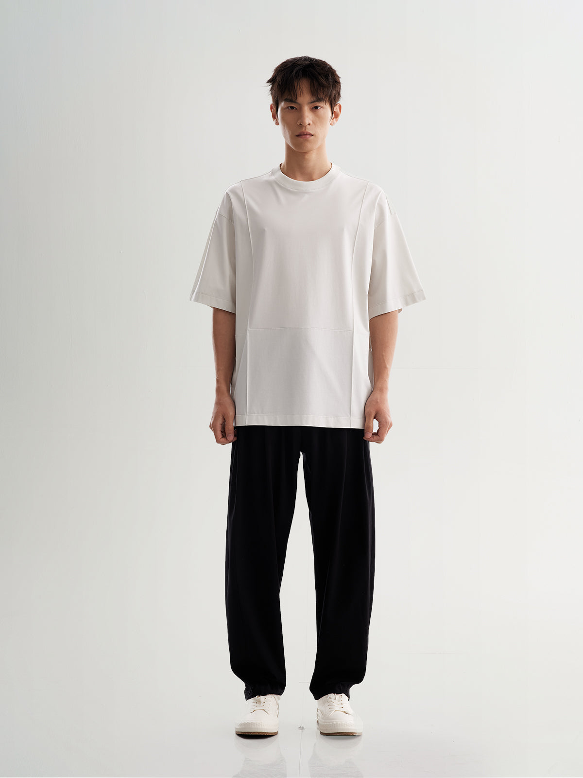 Light Gray Cotton-Blend Oversized Tee