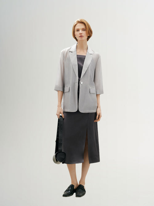 Load image 1 in gallery view. Half Sleeves Lyocell Blazer