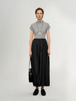 High-Waist Black Cotton Skirt