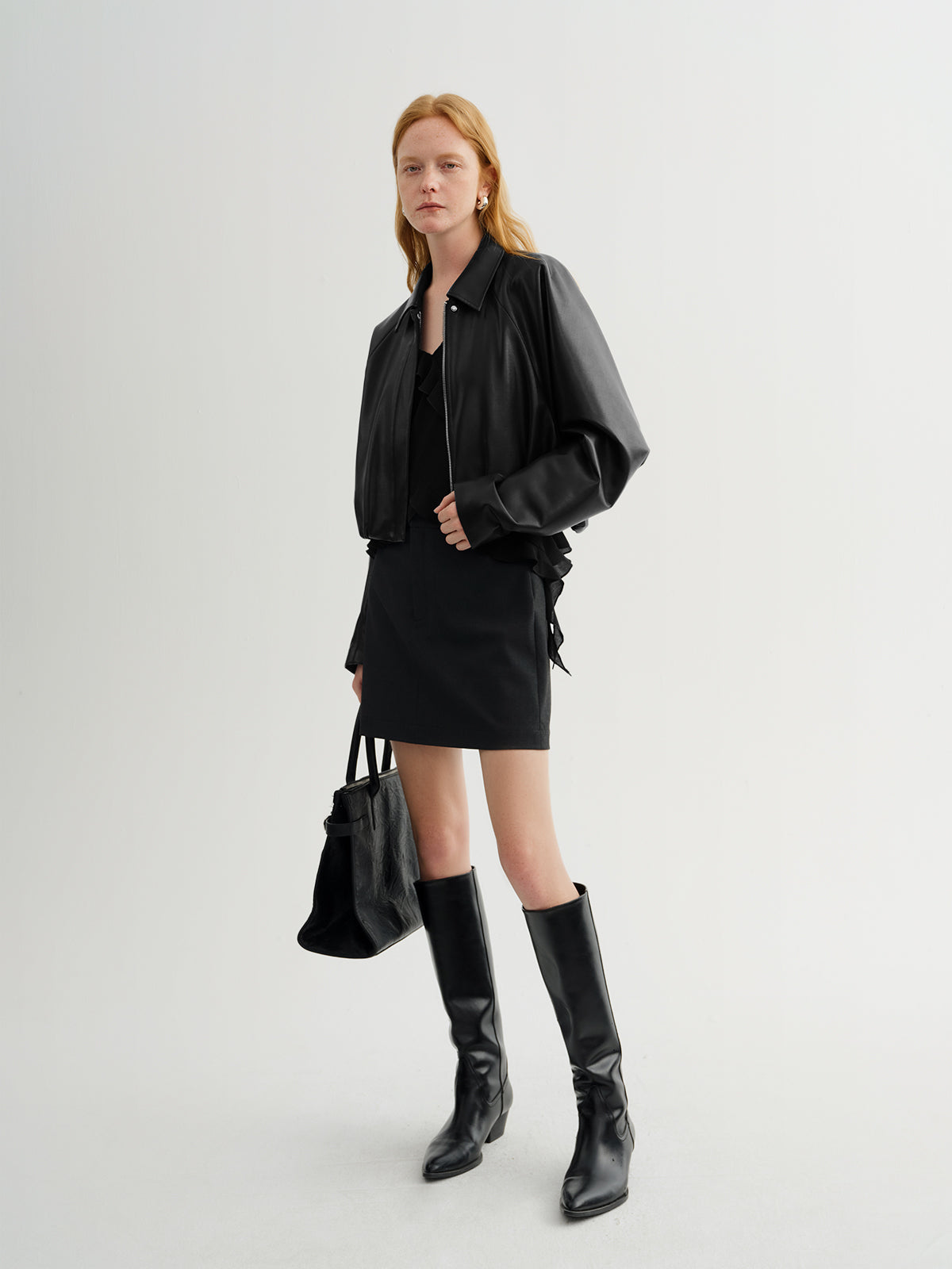 Wrinkle-Resistant Straight Mini Skirt