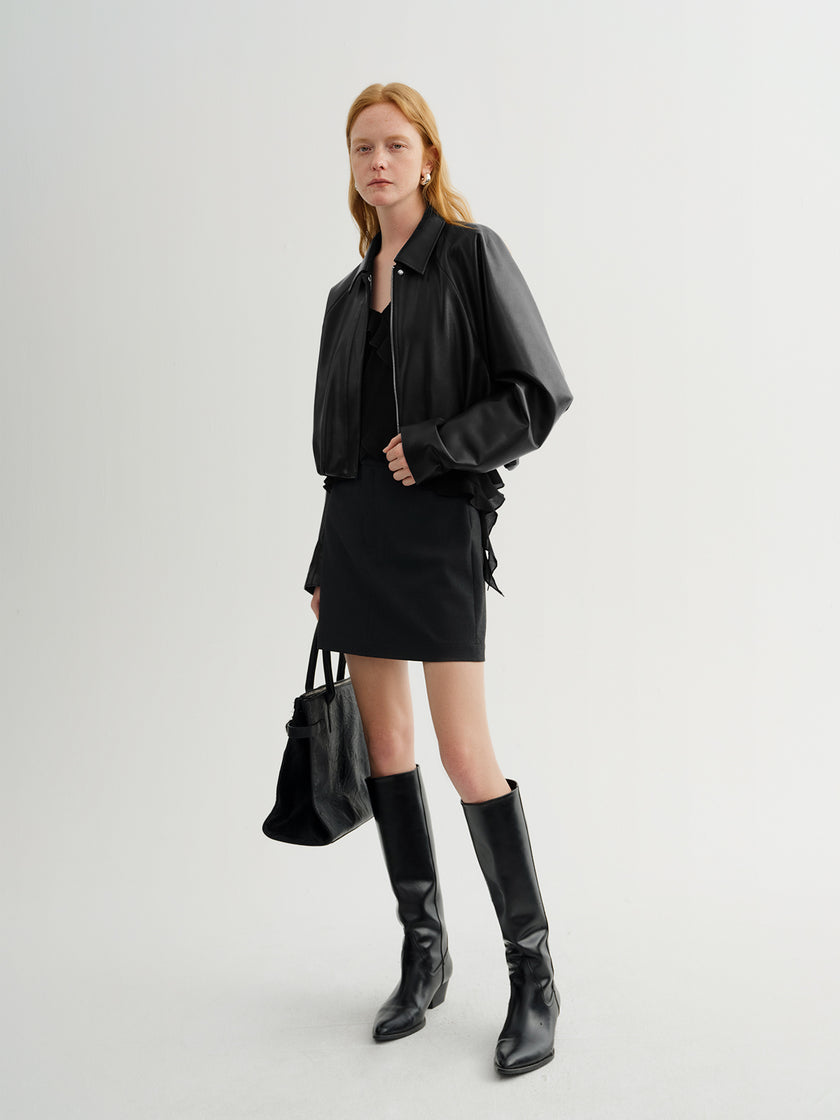 Wrinkle-Resistant Straight Mini Skirt