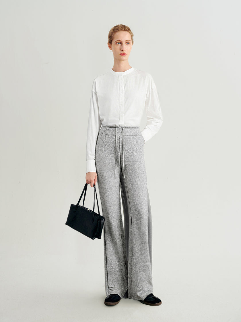Draped Cotton-Blend Trousers