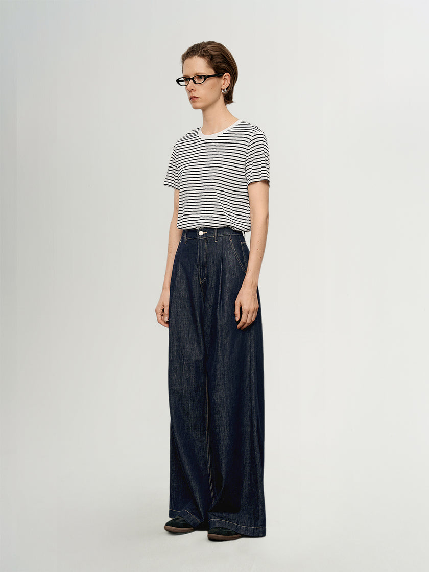 Cotton Wide-Leg Jeans