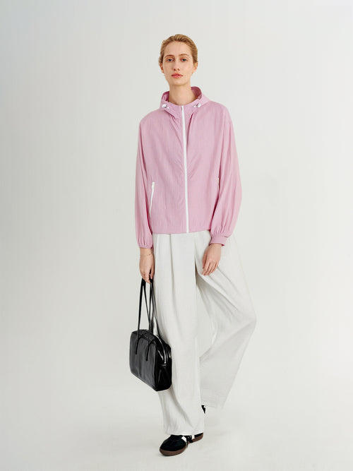 Load image 1 in gallery view. Pink Hooded UV Protection Jacket