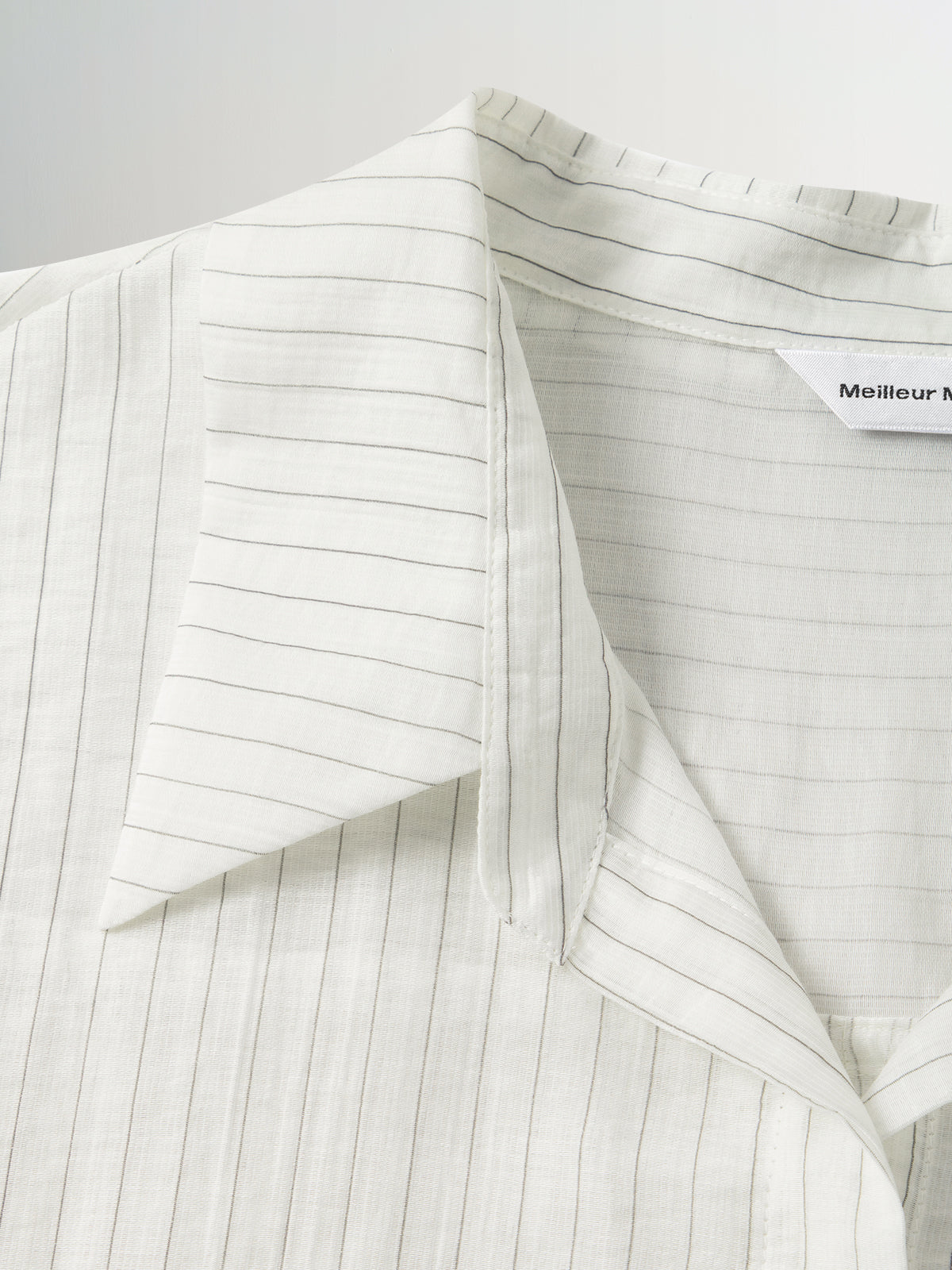 Collared V-Neck Pinstriped Shirt