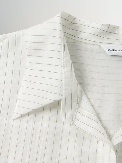 Load image 1 in gallery view. Collared V-Neck Pinstriped Shirt