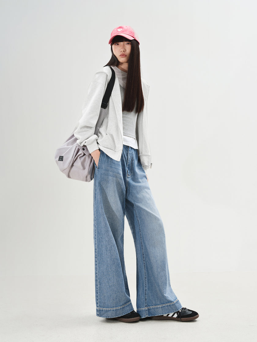 Wide-Leg Denim Trousers