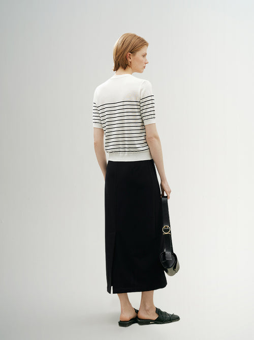 Load image 1 in gallery view. Stripe V Neck Lyocell Knit Cardigan