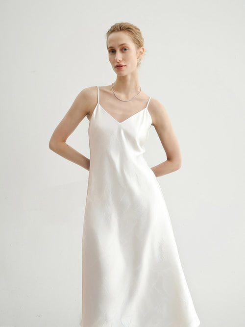 Load image 1 in gallery view. Silk Jacquard Slip Dress